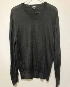 ユニクロ UNIQLO Vネック 薄手 ニット セーター ブラック L