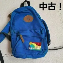 匿名配送　青いキャンバス風　リュック カラフルパッチ付き　遠足　子供　ベビー