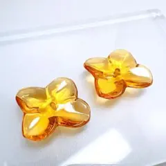 バカラ ★難あり フラワー 花 パーツ 黄色 2個セット チャームのサムネイル