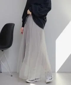 【最終値下げ】タグ付き　kastane チュールスカート　グレー　カスタネ