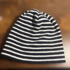 ボーダー柄 ニット帽 ビーニー ネイビー×ホワイト