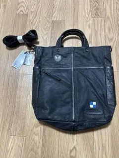【新品】HARVEST LABEL HELLCAT 2Wayレザートート 黒のサムネイル