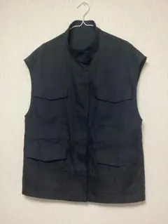 gleful 黒 ノースリーブ ベスト 4ポケット