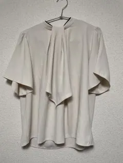 ROPÉ PICNIC タイ付きフレア半袖ブラウス　アイボリー　2WAY