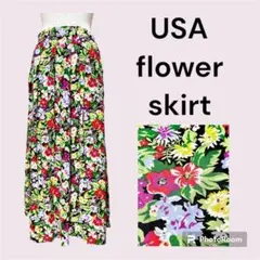 【最終価格】vintage ヴィンテージ スカート 総柄花柄レトロUSA海外古着