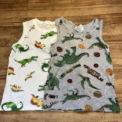 恐竜柄ノースリーブタンクトップ2枚セット