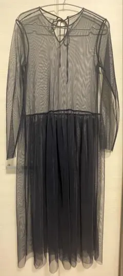 ネイビー チュール ワンピース