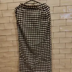 チェック柄タイトスカート ブラック/ホワイト