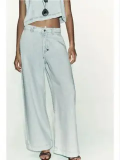 本日のみ！【新品】ZARA（ザラ）、ワイドレッグデニムパンツ