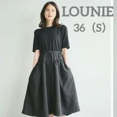 ⭐️LOUNIE⭐️ フクレジャカードドッキング ワンピース ブラック S