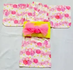 超美品✨️アプレレクール 浴衣 女の子 ワンピース 帯2本付き 100