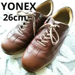 美品 ヨネックス パワークッション 撥水本革 サイドジップ 【26.0】幅広