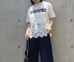 美品　moussyマウジー フラワーレース カットソー Tシャツ