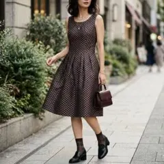 美品✨ハロッズ Harrods✨ジャガード ラメ ノースリーブ ワンピース 1のサムネイル