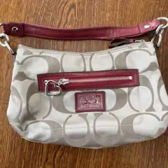 COACH ショルダーバッグ ベージュ/ワインレッド