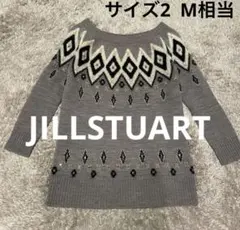 JILLSTUART ニット　モヘヤ　サイズ2 M相当　グレー　ノルディック柄