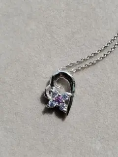 アメジスト×花×ハート ネックレス 925silver ペンダントトップ