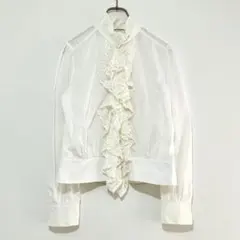 新品】ナラカミーチェ 大きいサイズ V フリルブラウス 長袖 白 
