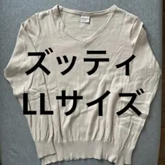 ZOOTIE ベージュ Vネック 綿100%.長袖ニット　LLサイズのサムネイル