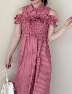 dazzlin ギャザービスチェSETシャツワンピース