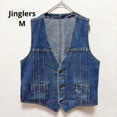 【ヴィンテージ】Jinglers デニムベスト 48 濃紺 70s風 プリーツ