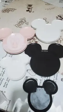 ミッキーマウス型プレート セット ピンク 白 黒