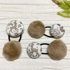 お買い得♡お揃い　リバティとボア シンプルくるみボタン　ヘアゴム 3個セット