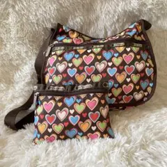 lesportsacカラフルハート柄ショルダーバッグポーチ付き