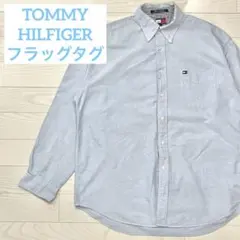トミー ヒルフィガー TOMMY フラッグタグ 長袖シャツ シャンブレー XL