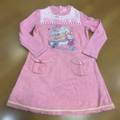 メゾピアノ 長袖ワンピース 130cm ピンク みみぽぽ ミミポポ 平成レトロ