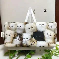 猫柄ペンケース ハート模様内装