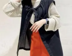 select MOCA ドロストネックデニムベスト レディース　リボン