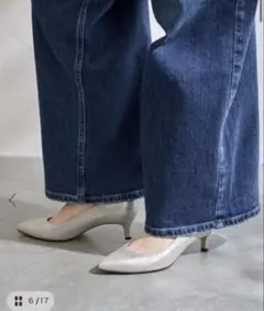 5cmポインテッドスエードプレーン　パンプス　シルバー