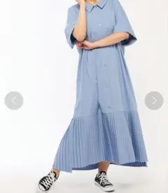 【美品】イアパピヨネ スミスタイル 七分袖アンダープリーツ ワンピース イアパピヨネ スミスタイル 七分袖アンダープリーツ柄プリント