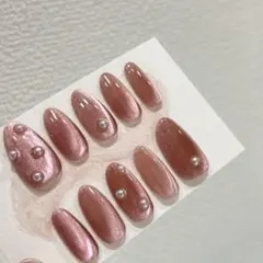 ピンク系パール付きネイルチップ10個セット