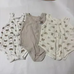 ベビー肌着 ロンパース タンクトップ 3枚セット くま柄 80cm