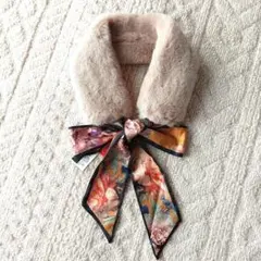 リボン付きフェイクファー ティペットLascolinas　ラスコリナス