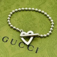 グッチ　ハート　トグル　ブレスレット　ボールチェーン　シルバー　約19cm