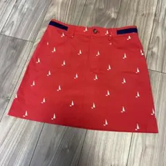 adidas 夏用　スカート　赤　ヨット柄　総柄