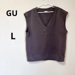 GU ジーユー ダークグレー Vネック ノースリーブ ベスト L