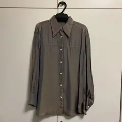 green label relaxing 玉虫　光沢　長袖　シャツ　ブラウン