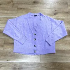 【着用1回】ラベンダー Vネック ニットカーディガン