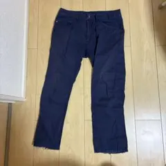ネイビー ストレートパンツ フリンジ裾のサムネイル