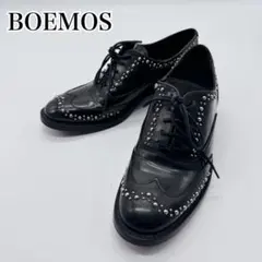 BOEMOS 35 スタッズ レザーシューズ ブラック モスグリーン イタリア製のサムネイル