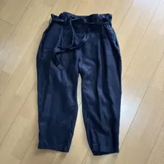nest robe ブラックリネン　サルエルワイドパンツ リボン　麻100%