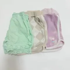 ショートパンツ チェック柄 薄紫 ミントグリーン スウェット 3枚セット 95