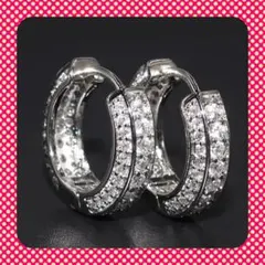 【超人気】フープピアス キュービックジルコニア CZダイヤモンド ☆シルバー