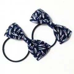 リボン ヘアゴム 紺 2個 セット 和柄
