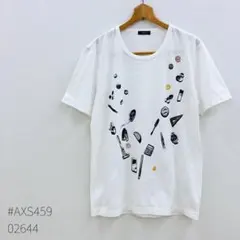 comme ca ism コムサイズム 文房具プリントTシャツ 白 Lサイズ
