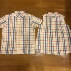 【新品未使用】無印良品 綿麻チェックシャツ＆スカート 2点セット 120cmのサムネイル